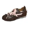 Zapatos de Entrenamiento Alemanes Redondos de Moda Estilo Retro Francés para Mujer, Tenis de Nicho con Lazo, Zapatos Casuales Versátiles con Aumento Oculto de Altura