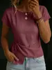 Comercio Exterior Nuevo Verano y Otoño Estilo Europeo y Americano Casual Cuello Redondo Color Sólido Diseño de Volantes Mangas Cortas