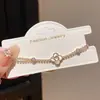 Pulseira Rombo com Zircônia e Madrepérola com Toque de Luxo, Pulseira Minimalista Estilo Coreano Ins, Joias de Design Único de Nicho para Atacado