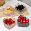 Tazón con Forma de Corazón y Rayas, Tazón Girly para Postre y Helado, Tazón de Vidrio de Alto Valor Estilo Ins, Tazón Pequeño para el Hogar, Tazón con Forma de Corazón