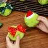 Chapéu de Natal com bola de pelúcia, monstro peludo verde para festa de feriado, decoração de árvore de Natal DIY, bola de pelo sintético de coelho rex, best-seller transfronteiriço