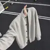 Chaqueta cárdigan de punto cleanfit gris claro para hombre otoño perezoso sensación de alta gama cárdigan de botones suéter cuello redondo retro