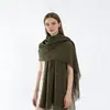 Bufanda plisada personalizada de imitación de algodón y lino con pedrería, lujo ligero, bufanda versátil para mujer, chal de otoño, doble uso, estilo coreano, moderna, larga