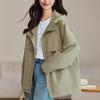 Abrigo Rojo Ancora Abrigo de Mujer Primavera y Otoño Largo Medio 2024 Nuevo Cordón Cintura Ajustada Adelgazante Casual Top