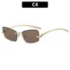 Nuevas Gafas de Sol Sin Marco de Metal con Borde Cortado de Gama Alta Tendencia Cuadradas de Moda Gafas de Personalidad Versátiles Estilo Callejero