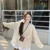 Cardigã Tricotado Feminino Estilo Coreano Doce e Fofo para Outono e Inverno com Acabamento em Renda, Peça Falsa de Duas Peças, Suéter Gola Redonda Plus Size com Design Floral 3D