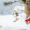 Adornos Decorativos Navideños Figuras de Muñecos de Madera con Esquís Decoraciones Navideñas Colgantes de Muñecos Creativos Lindos