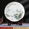 Ornamentos de Prato Cerâmico de Porcelana Óssea Jingdezhen Novo Estilo Chinês Decorações para Casa Prato Artesanal Prato para Escritório Sala de Estar