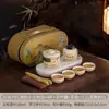 Juego de Té de Viaje de la Cerámica Ru de Dunhuang - Logo Personalizado para Reuniones de Empresa y Regalos de Aniversario - Souvenir Práctico para Clientes