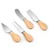 Cuchillo para Queso de Acero Inoxidable al por Mayor Juego de 4 Piezas Mango de Madera Cortador de Crema Cuchillo para Pizza Juego de Cuchillos para Queso Sputter