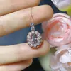 Pingente de espinélio natural puro cristal rosa super transparente tamanho 6*8mm prata 925 Seiko incrustação outlet de fábrica