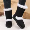 Botas de nieve transfronterizas de suela gruesa, piel y pelo integrados, estilo invernal, forradas de felpa y engrosadas, botas de caña alta cálidas para personas menudas, adecuadas para el Noreste