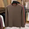 Camiseta de Manga Larga para Hombre Terciopelo Doble Cara Cálida Nueva Camisa Base para Hombre Otoño e Invierno Ropa Exterior Top de Cuello Redondo
