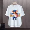 Camiseta de manga curta masculina Moda Marca Verão Manga Solta de Cinco Pontos 2024 Nova Internet Trendy Ins Simples Top Impresso