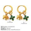 Pendientes Colgantes de Moda Transfronteriza Europea y Americana Estilo Fresco Cactus Verde Perla Piedra Natural Chapados en Oro de 18K Pendientes Suaves