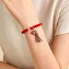 Nuevo Pulsera Roja Auspiciosa de Cinabrio Estilo Chino Pequeña para Mujeres, Pulsera Versátil Vintage de Cristal Blanco Azul Luna Arena Imperial