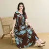 Vestido Floral de Algodão para o Verão 2026 da Mamãe Feminino Manga Curta Versátil Emagrecimento Boêmio Viscose Vestido de Praia
