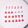 Hola Año Nuevo Hello Kitty Rojo Estilo Japonés Dibujos Animados Joyería para Uñas Resina Estéreo Gato Kt Aretes DIY Accesorios para Uñas