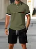 Comércio Exterior Aliexpress Temu Moda Masculina Casual Camiseta Polo de Manga Curta Estampa 3D Conjunto de Roupas e Calças