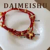 Pulsera de Cuentas Multicapa con Caballo de Esmalte Rojo Exquisito Versátil de Moda Retro con un Toque de Lujo Ligero y de Alta Gama para Mujeres