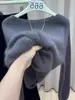 Blusa Cinza Casual, Preguiçosa e Versátil para Camadas em Mulheres, Novo Estilo Outono e Inverno 2025 Suéter Quente de Malha
