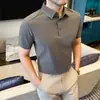 Nueva Camisa Polo de Manga Corta para Hombre Verano 2026, Nylon de Lujo Ligero Alta Elasticidad Seda de Hielo Delgada de Negocios Secado Rápido Camiseta para Hombre