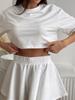 Pantalones Cortos con Volantes de Moda Transfronterizos Europeos y Americanos, Pijama de Manga Corta que Muestra el Ombligo, Traje de Dos Piezas con Cuello Redondo, Ropa de Casa para Mujer Primavera y Verano