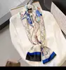 Novo Lenço Longo de Seda para Mulheres na Primavera, Outono e Verão, Lenço de Pescoço Estampado, Pequeno Lenço Decorativo Moderno e Versátil