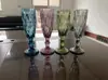 Copo de Vinho Tinto Vintage Vermelho com Relevo de Diamante Colorido Copo Curto Espessado Resistente ao Calor para Uso Doméstico Taça de Champanhe de Vidro Estilo Europeu