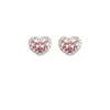 Pendientes Coreanos Rosas Huecos con Forma de Corazón y Diamantes, Dulces y Lindos, Modernos y Elegantes, Pequeños y Sencillos, Pendientes Versátiles