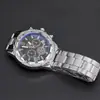 Reloj hombre 2024 reloj de hombre esfera grande nuevo simple cristal con luz azul tres ojos reloj de cuarzo correa de acero