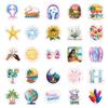 50 Pegatinas Creativas Nuevas para Vacaciones en la Costa con Diseños de Coco, Estrella de Mar y Girasol, Sin Repetir, Pegatinas Impermeables para Uso Transfronterizo