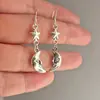 Pendientes Largos de Luna y Estrella de Comercio Exterior Transfronterizo, Pendientes Celestiales de Estilo Bohemio Misterioso, Venta Directa del Fabricante