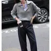 En Stock Mayorista del Fabricante Suéter de Punto con Cuello Rayado Patchwork Estilo Commuter para Mujer Nuevo Top de Punto Petite