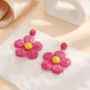 Brincos de Flor de Rattan Femininos Boêmios de Grama de Coco Palha Brincos de Verão Tropical de Praia