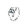 Anillo de plata de ley S925 con doble C de diamantes Mosan para mujer, ligero, de lujo, con diamantes de alta calidad, ajustable, joyería directa de fábrica.