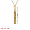 Joyería de Acero Inoxidable Sentido Avanzado Nicho Bolsillo de Malla de Cristal Natural Collar de Bambú Cadena Ajustable Tejida Bolsillo de Malla