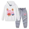 Primavera e Outono 2023 novas roupas infantis transfronteiriças calças de suéter com capuz infantil terno de manga comprida de algodão para bebê de duas peças