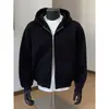 Cardigan Preto Transfronteiriço com Capuz e Zíper Duplo Masculino Primavera e Outono Americano Peso Pesado Cleanfit Jaqueta Moletom com Capuz Rígido