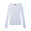 Top de Punto Transparente con Calados de Manga Larga, Nuevo Estilo Primavera/Verano Versátil Ajustado Cubre-Pantalón Blusa Chica Atrevida