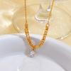 Colar Enrolado de Zircônia Sorridente Nicho Luxo Acessível High-End Corrente para Clavícula Feminina Aço Titânio Não Desbota Banhado a Ouro 18K Ins