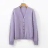 Cardigan de Punto de Lana Peluda con Cuello de Felpa, Manga Larga, Holgado, Color Sólido, Suéter de Lana Pulóver Cepillado, Nuevo Otoño/Invierno