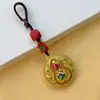 Estilo Pareja Creativo Antiguo Arena Dorada Atrae Fortuna Calabaza Hueca Cinabrio Llavero de Coche Colgante Llavero de Fortuna Colgante
