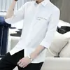 Nueva Camisa de Manga Tres Cuartos para Hombre 2025, Camisa Elegante Versátil de Verano, Versión Coreana de Moda, Estilo de Hong Kong, Estilo Japonés, Venta al por Mayor Transfronteriza