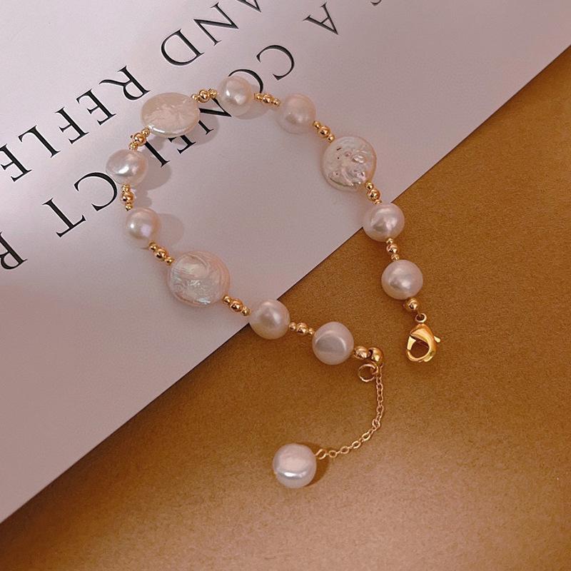 纽扣巴洛克手链14k注金小众设计高级感时尚简约天然淡水珍珠手链