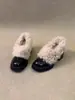 Versión en stock~Zapatos peludos de tacón alto zapatos de tacón alto de felpa retro zapatos de tacón alto para mujer sin cordones cálidos tacón grueso Mary Jane zapatos pequeños de cuero