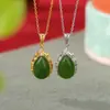 Yuebao Jewelry Jade Natural Hetian Plata de Ley S925 Chapado en Oro Colgante de Bambú de Jade Gota de Agua con un Sentido de Lujo y Sofisticación Venta al por Mayor