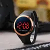 Nuevo Botón de Luz Nocturna LED Reloj Electrónico, Reloj Electrónico Redondo LED de Manzana, Reloj Electrónico Deportivo de Silicona para Estudiantes