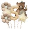 Set de globos de película de aluminio de 40 pulgadas color caramelo, blanco leche, azul talco para bebé, digital, mate, oso mágico, pastel, flor de margarita