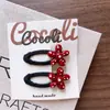 Nuevo Estilo Coreano Niños Ropa de Principios de Otoño Angora Rojo Corazón de Melocotón Pinza para el Cabello para Niñas y Padres, Sencilla Flor Lazo Lateral